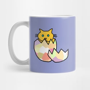 Yellow Cat Hatching from Easter Egg as Chonk Kitten Mug